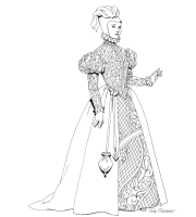 A coloring page of renaissance clothing